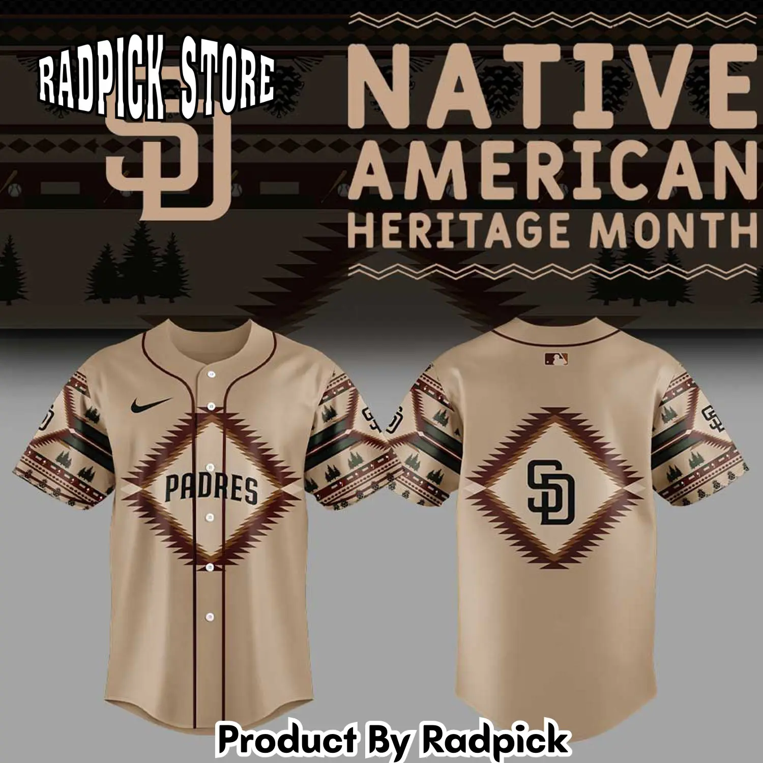 Radpick san diego padres native american heritage baseball jersey rp127174